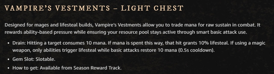 new world aeternum VAMPIRES VESTMENTS